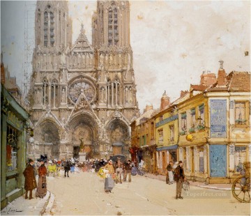  Cathedral Painting - La Cathedrale de Reims Galien Eugene
